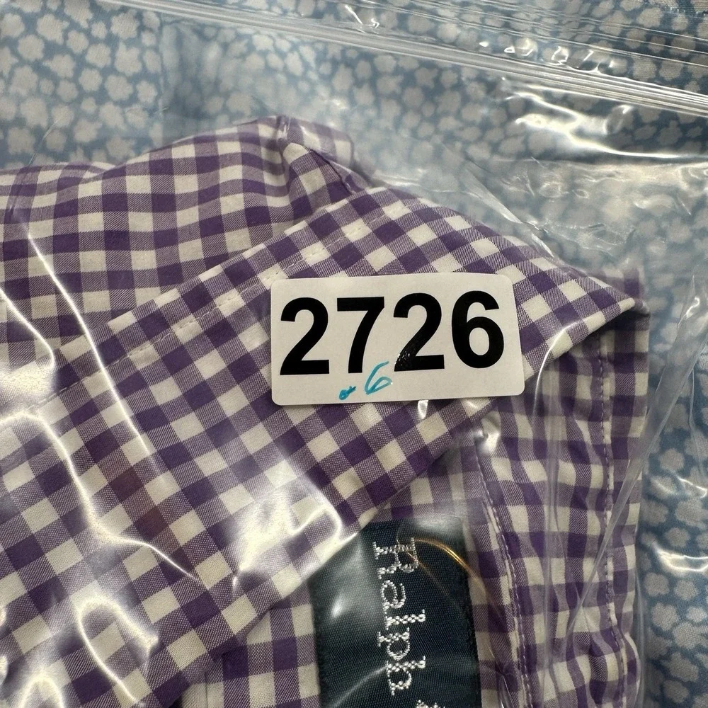 Polo Ralph Lauren Purple‎ Gingham Cotton Button Down Shirt Mens M Blue Pony